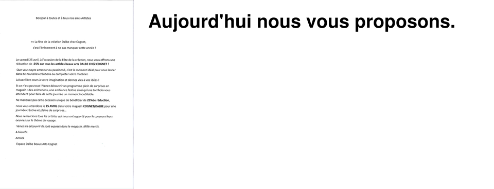 Aujourd'hui nous vous proposons.